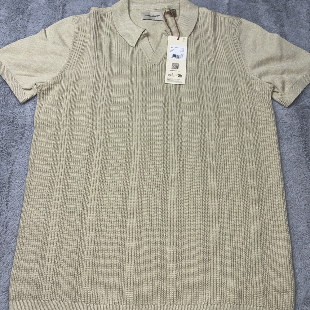 Blend Company Bharon Split‎ Polo in Alfalfa color Lg NWT